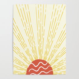 Sun Rays Retro art  Poster