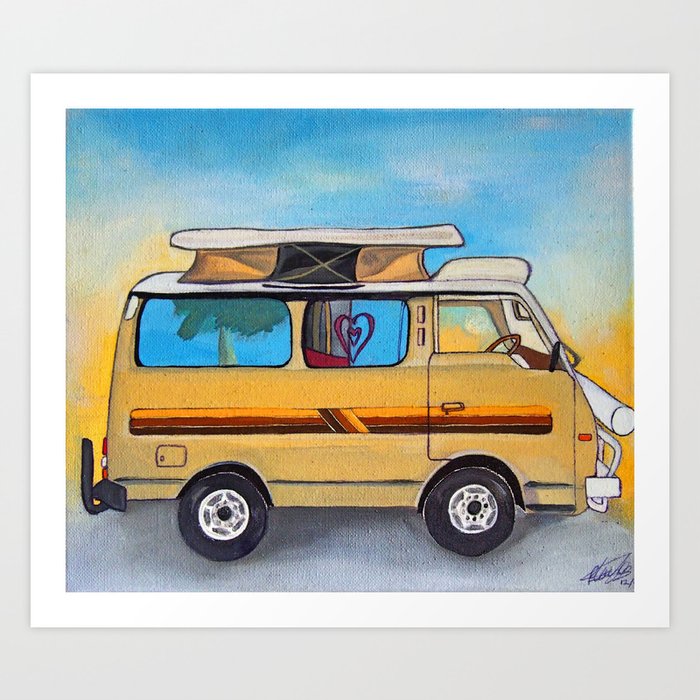 Magic Campervan In The Sunset Art Print By Rachelejt Society6