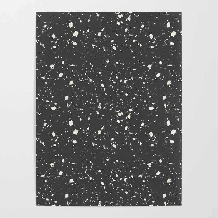 Dark Grey Terrazzo Seamless Pattern Poster