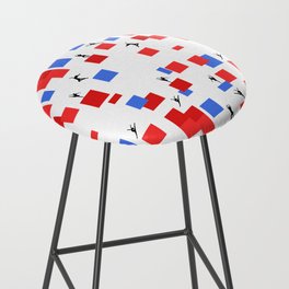 Dancing like Piet Mondrian - Composition in Color A. Composition with Red, and Blue on the white background Bar Stool