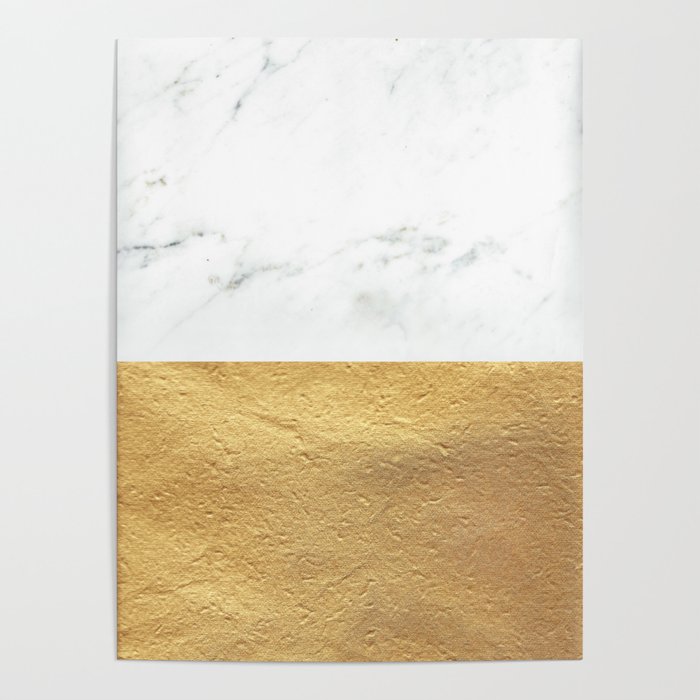 Color Blocked Gold & Marble Poster