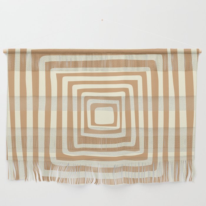 Abstract Concentric Squares Shapes Art - Tan and Blanched Almond Wall Hanging