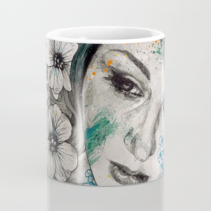 Cleopatra S Sling Flower Tattoo Lady Portrait Drawing Coffee Mug