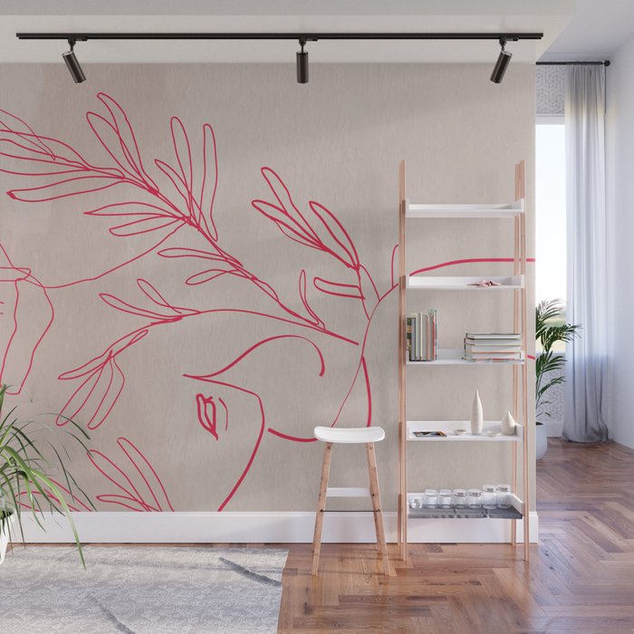 Line Art Spiritual Flowers Set 2/2 Wall Mural