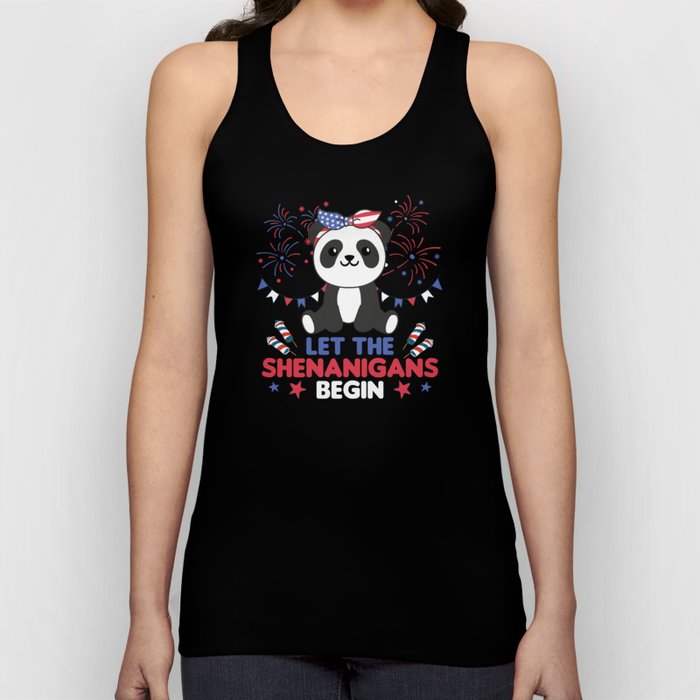 Happy 4th Cute Panda With Fireworks America Tank Top