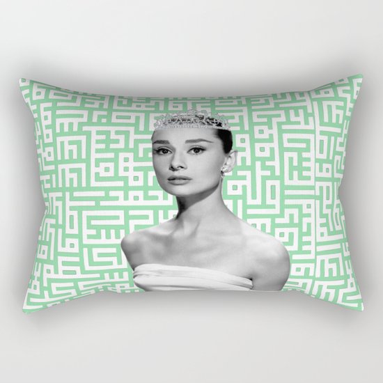 audrey with arabic calligraphy background Rectangular Pillow