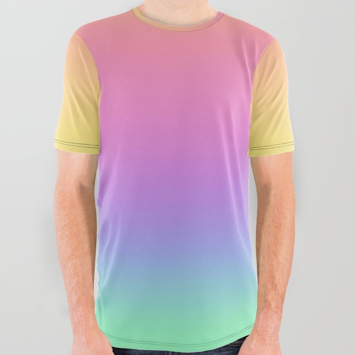 PASTEL RAINBOW COLORS All Over Graphic Tee