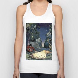 Copy of Old French Fairytales Adorable Girl, Cat and Fawn Deer Virginia Frances Sterrett Reproduction Unisex Tank Top