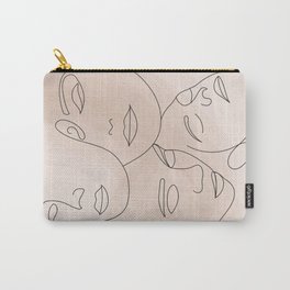 Women's Faces Carry-All Pouch | Womans, Minimal, Simplicity, Modern, Watercolor, Blushposter, Digital, Linedrawing, Peach, Illustration 