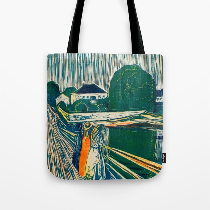 The Girls on the Bridge Edvard Munch Famous Painting Tote Bag