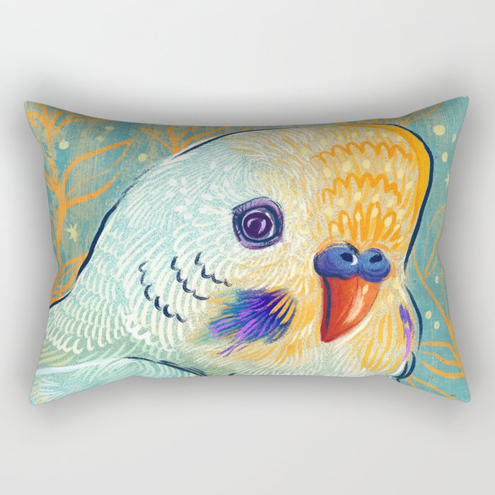 Minty Parakeet Rectangular Pillow