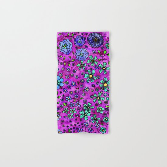 Blue Small Flowers Hand & Bath Towel