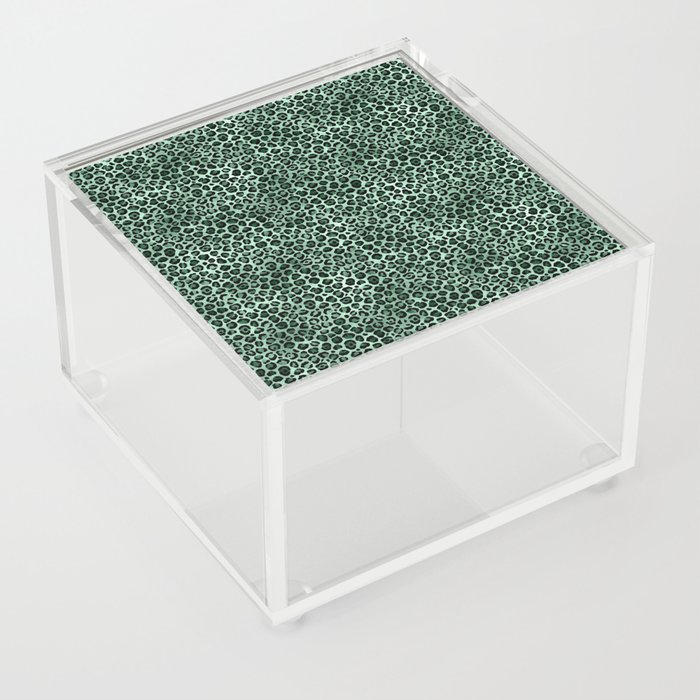 Green Metallic Leopard Pattern Acrylic Box