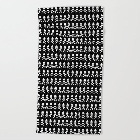 Skull and X-Bones in Black and White (Smaller) Beach Towel