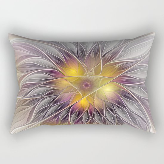 Luminous Flower, Abstract Fractal Art Rectangular Pillow