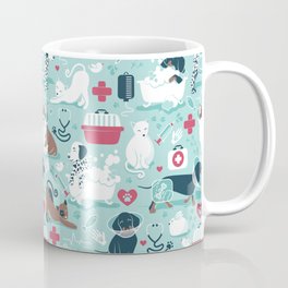 Veterinary medicine, happy and healthy friends // aqua background Mug