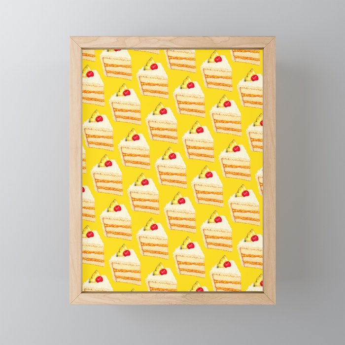 Tropical Cake Pattern - Yellow Framed Mini Art Print