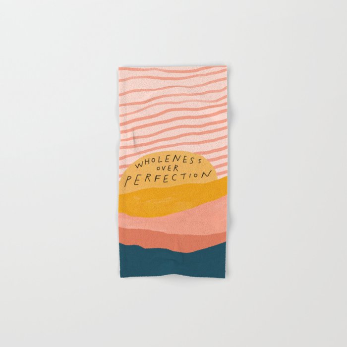 Wholeness Over Perfection | Waves Hand Lettering Design Hand & Bath Towel