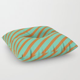 [ Thumbnail: Aquamarine & Chocolate Colored Stripes/Lines Pattern Floor Pillow ]