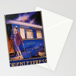 Vintage Orient Express Steam Engine Train Travel Poster Stationery Card