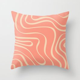 Groovy Abstract Lines - Dark Salmon Throw Pillow