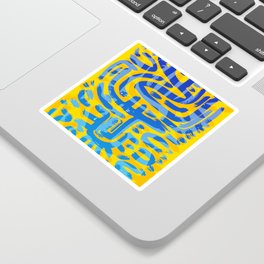 African Abstract Graffiti Art Yellow And Blue Sticker