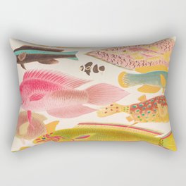 Colorful Tropical Fishes Vintage Sea Life Illustration Rectangular Pillow
