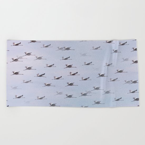 Cranes in Flight II Beach Towel