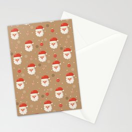 Christmas Seamless Pattern with Santa Isolated on Cream Background Stationery Card