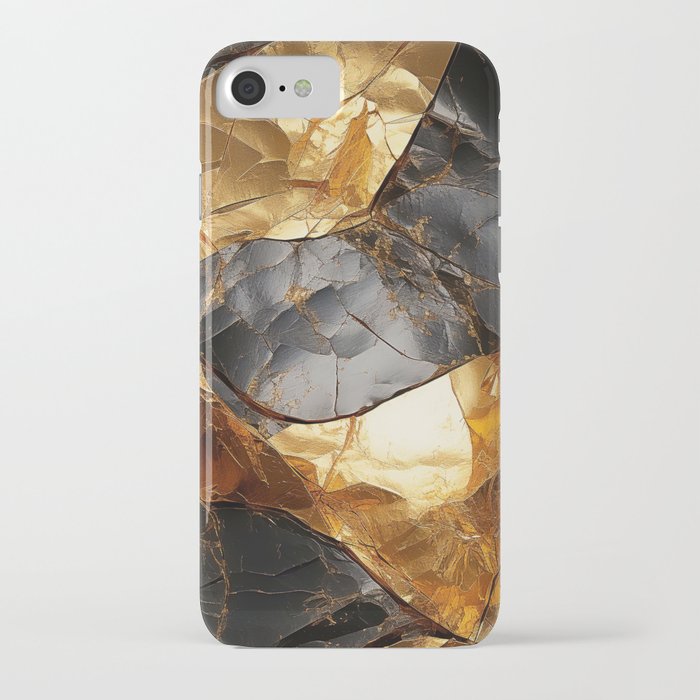 Gold and black shiny metal pattern iPhone Case