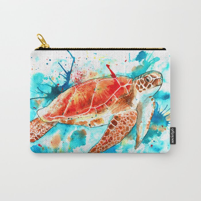 Beautiful Watercolour Turtle Carry-All Pouch