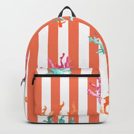 Colorful Coral Reef on Coral Orange Stripes Backpack