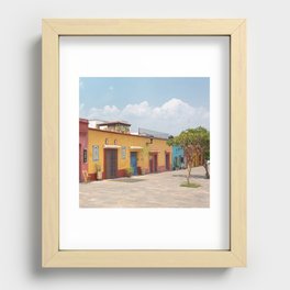 Mexico Photography - Colorful Buildings Connected To Each Other Recessed Framed Print