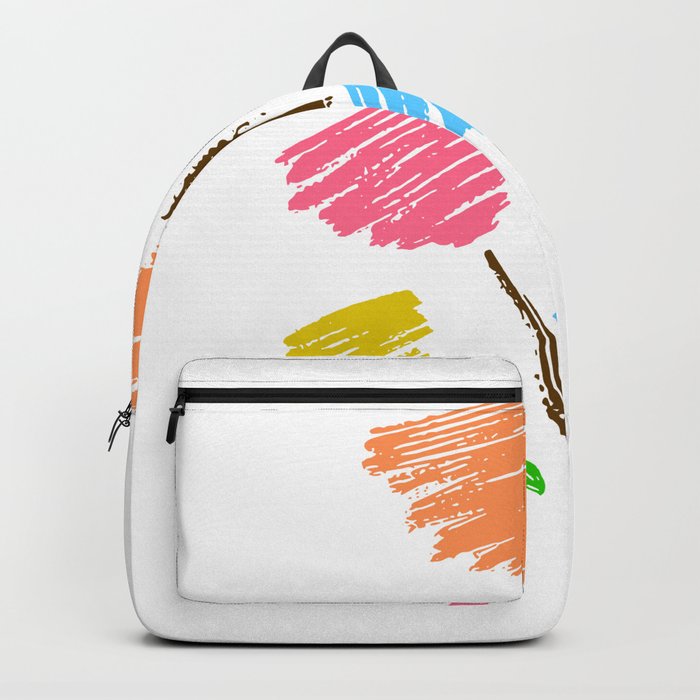 Abstract Flowers Line Art Color Backpack