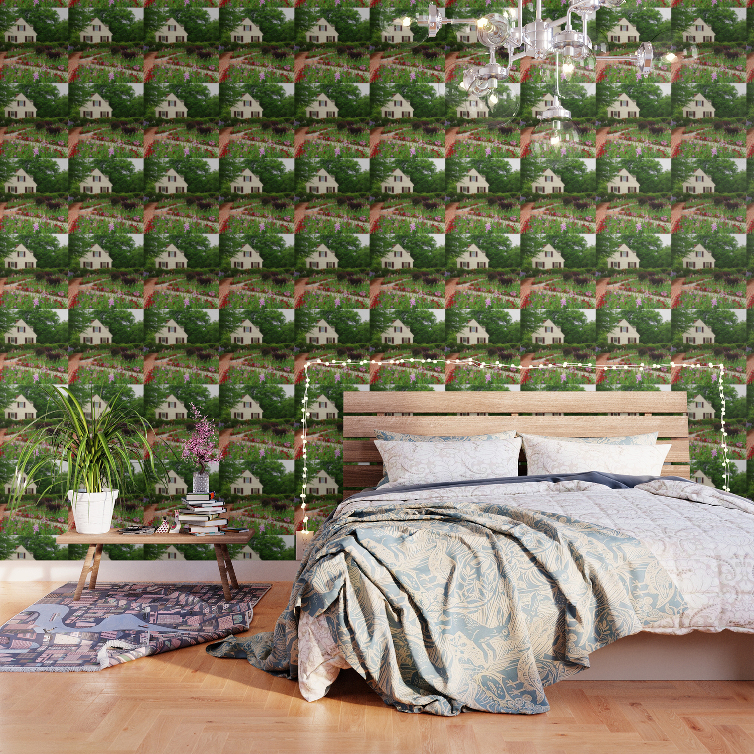 Cottage Garden Colonial Williamsburg Wallpaper By