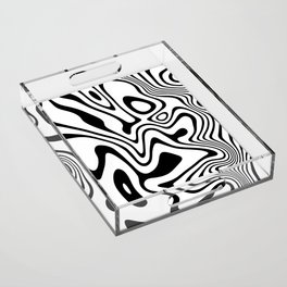 Organic Shapes And Lines Black And White Optical Art Acrylic Tray