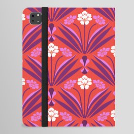 Art deco floral pattern in red, pink, and purple iPad Folio Case