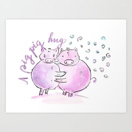 A pig pig hug Art Print