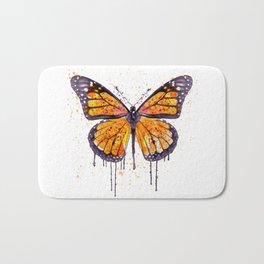 Monarch Butterfly watercolor Bath Mat