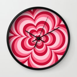 Rosey Red Groovy Flower Wall Clock
