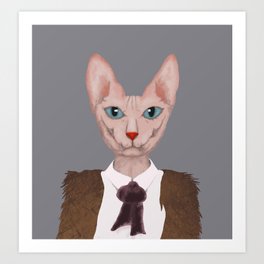 Portrait of Sphynx Cat Art Print