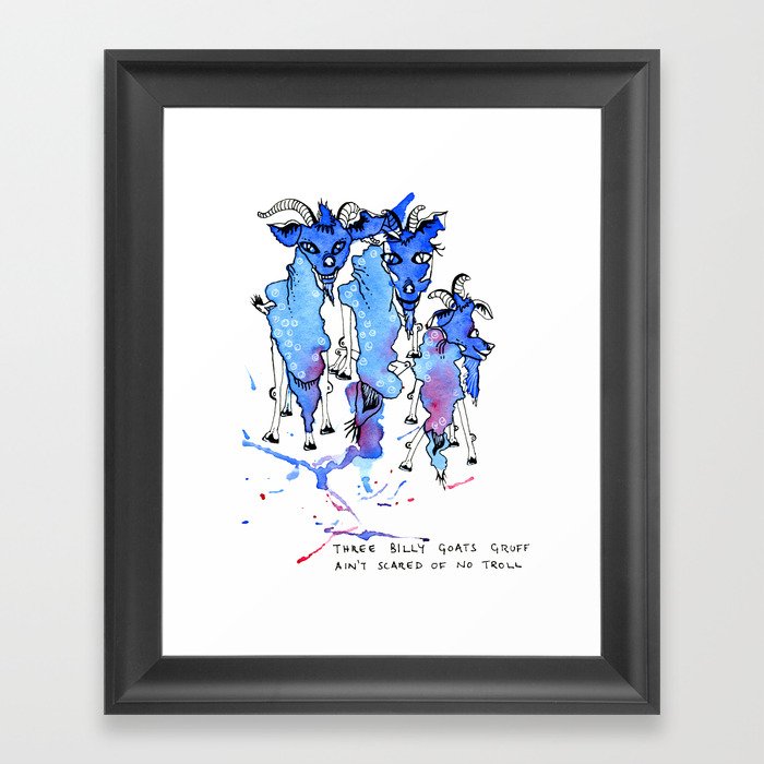 Three Billy Goats Gruff (ain't scared of no troll!) Framed Art Print