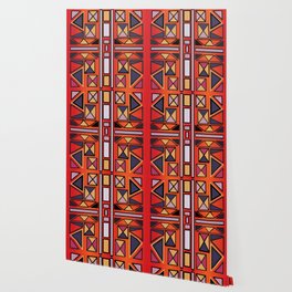 Modern Geometric Abstract with Red - Golden Age Wallpaper