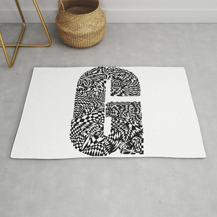 Alphabet Letter G Impact Bold Abstract Pattern (ink drawing) Rug