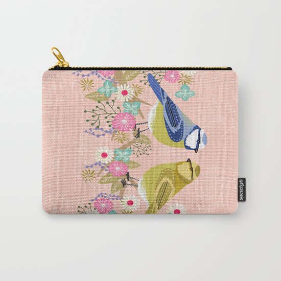Love Birds valentines day birding illustration florals spring love by Andrea Lauren Carry-All Pouch