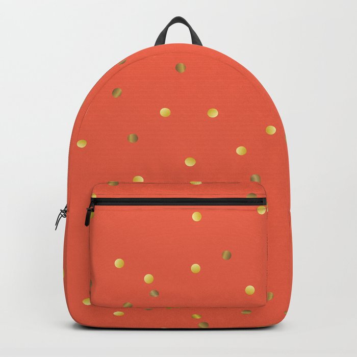 Gold Confetti on Coral Orange Backpack