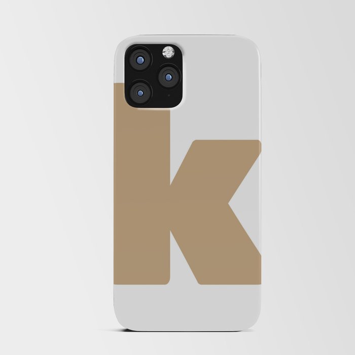 k (Tan & White Letter) iPhone Card Case