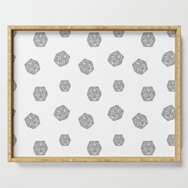 d20 - black and white icosahedron - automatic art pattern and print Serving Tray