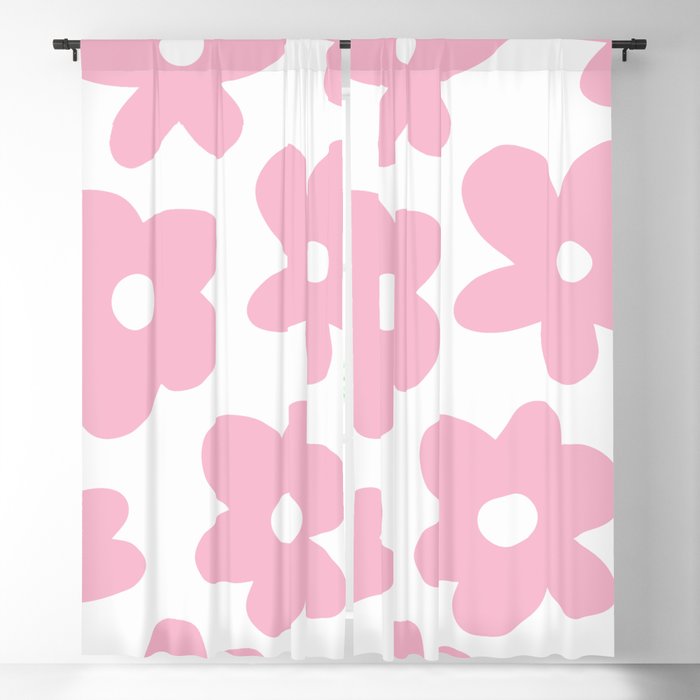 Groovy Pink Flowers Blackout Curtain