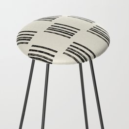 Neutral Black and White Stripe Mudcloth Counter Stool